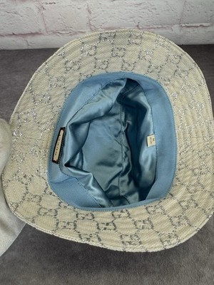 Gucci GUCCI Canvas Lame GG Monogram Bucket Hat M Silver | eBay