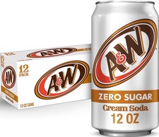 A&W Cream Soda Zero Sugar, 12 fl oz cans, 12 pack 12 Fl Oz (Pack of 12)