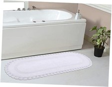 Hampton Crochet Reversible Bathmat 100 Cotton Bathroom Rugs Set, Washable