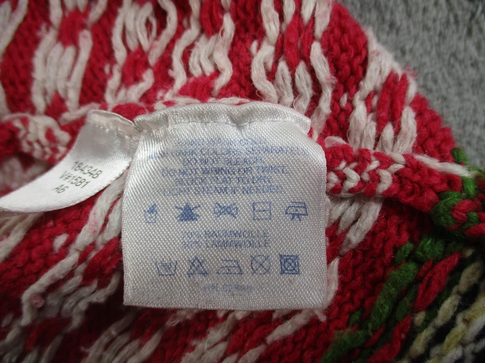 Lands' End Sweater Youth Large 14-16 Red Fair Isle Full Zip Cardigan Snowflake - Image 4 of 4