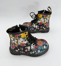 Dr Martens Boots Little Kids Toddler Black 1460 T Floral Pastel Hydro Leather 8