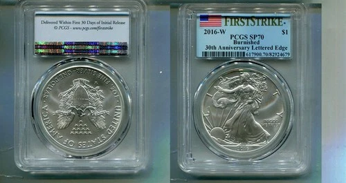 2016 W AMERICAN SILVER EAGLE 1 OUNCE .999 FINE BURNISHED COIN PCGS SP70 7216T