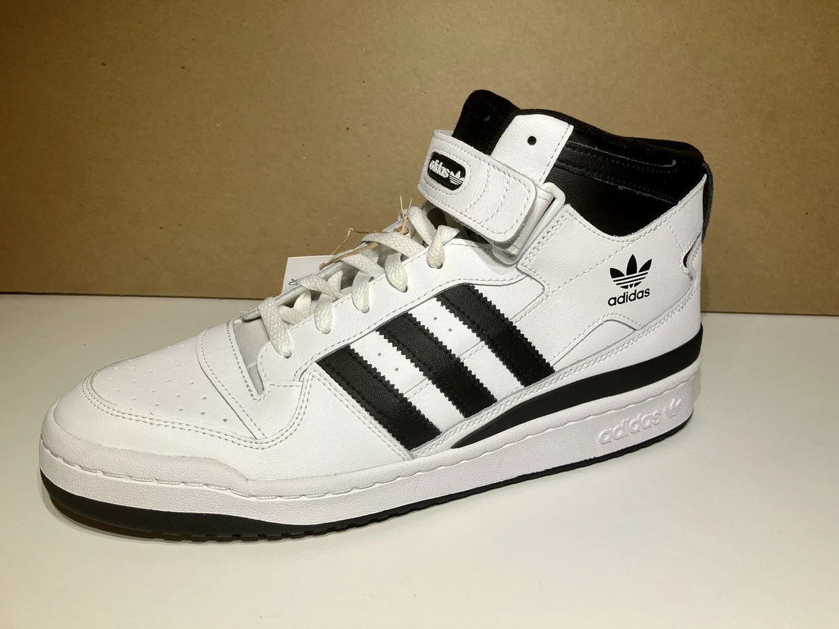 NEW Adidas Forum Mid White With Black Stripes eBay