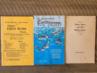 3 Rare Booklets Earthworms Nightcrawlers Worms Selling Raising Storing Morgan