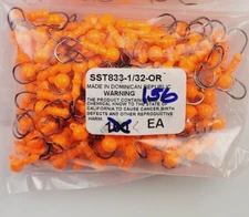 BULK 156pcs Mustad Jig Heads 1/32oz ORANGE 32833NP Fishing Hook SST833-1/32-OR