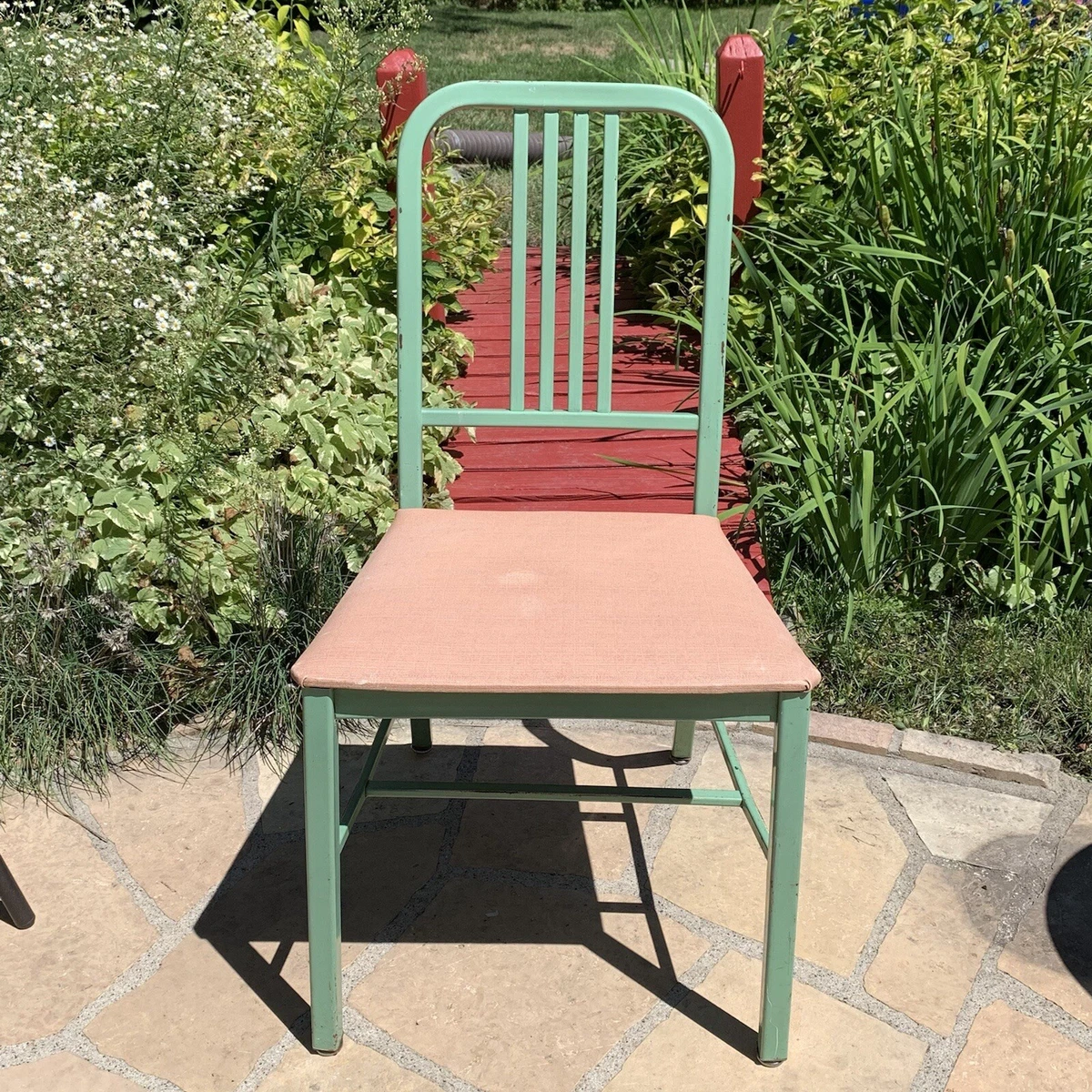 Vintage Simmons Metal Chair DuPont Dulux Parker Bonderite MCM Art Deco 34 H