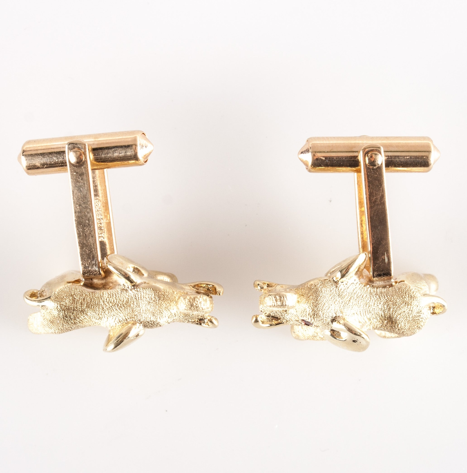 14k Yellow Gold Round Ruby Solid Elephant Style C… - image 8