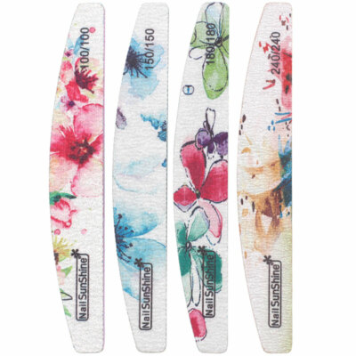 25 Halbmond Zebra Feilen Studio Blumen Nagelfeile Nails Grit K100 K150 K180 K240