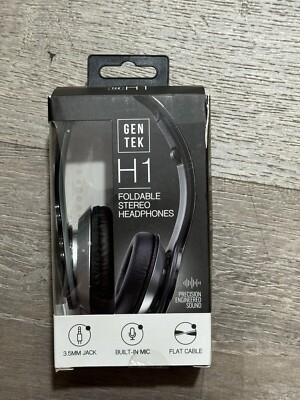 Headphones Foldable Stereo Gentek H1 With Built In Microphone 3.5mm Connection 