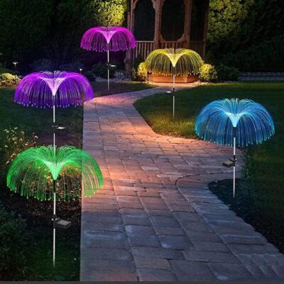 4 Pack Solar Powered Jellyfish Lights 7 Color Changing Decorative Solar Lights