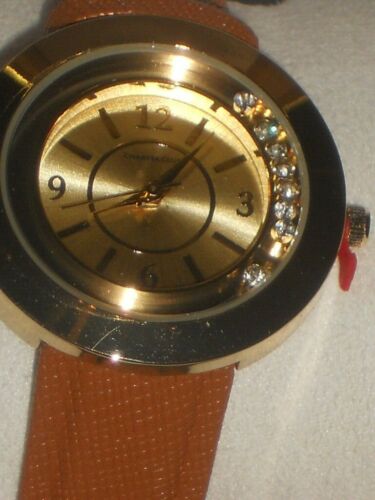 Charter Club Women's Gold Tone Watch With Crystals And Leather Ban New In Box - Picture 3 of 4
