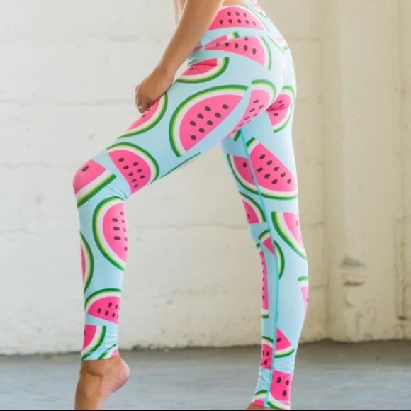 Flexi Lexi Blue and Pink Watermelon Leggings Size Medium