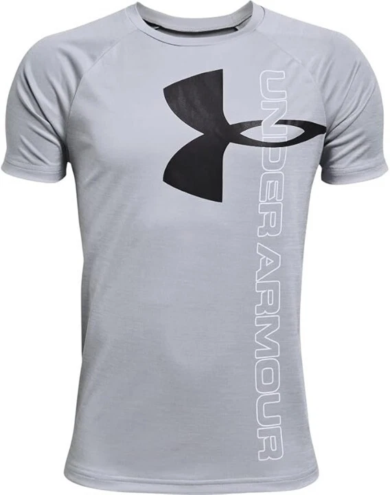Under Armour Boys'Tech Split Logo Hybrid Short-Sleeve T-Shirt (011) Mod Gray YXL