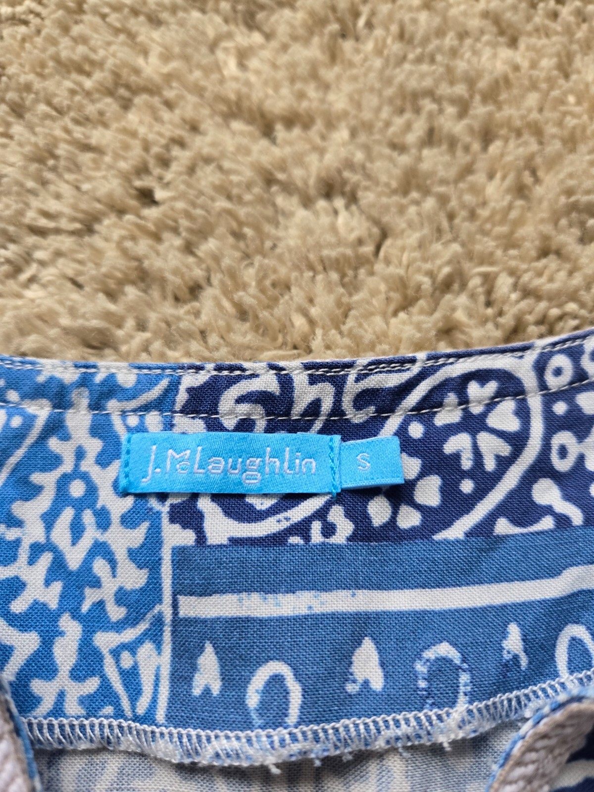 J.Mclaughlin blue abstract patchwork print top 3/… - image 6