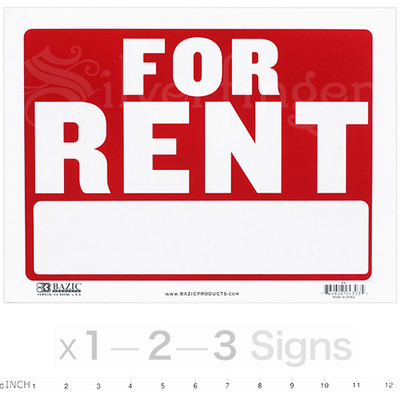 FOR RENT Sign 9x12'' inch Weatherproof Plastic Apartments Houses Offices x1 2 3