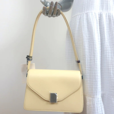Lanvin Concerto Small Shoulder Bag Pale Yellow Leather NEW