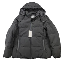 Cole Haan Kenny Puffer Down Parka Jacket Mens Medium Black Removable Hood $395