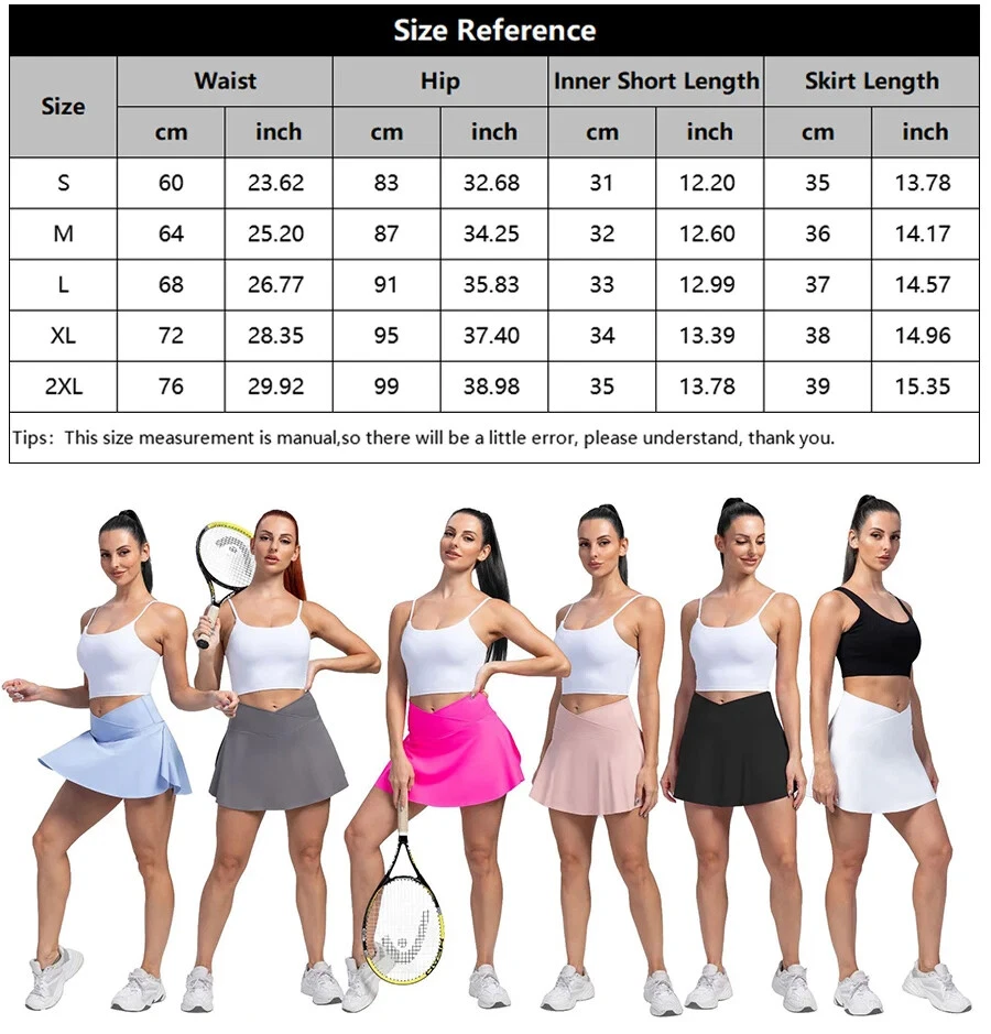 Pleated Tennis Skirt with Pockets Shorts Athletic Skirts Crossover High Waisted