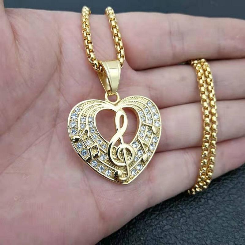 Women's Fashion Jewelry Gold Or Silver Music Love Heart
