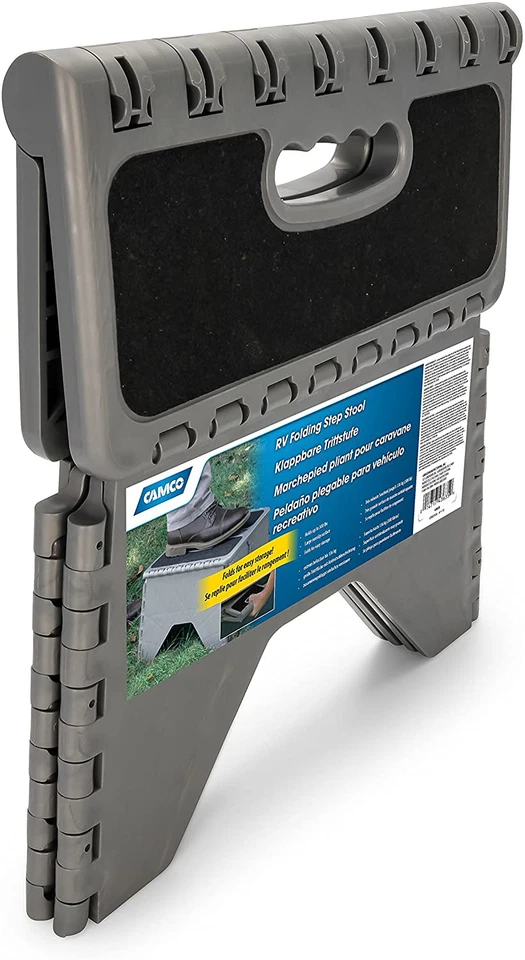 Camco Plastic Folding Step Stool with Non-Skid, Supports 300 lbs, 9 Inch, Silver - Image 3 of 4