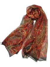 Super Large Silk Feel Floral Scarves for Women in Gift Box Universe-Red