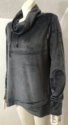 Softies by Paddi Murphy Womens S/M Cowl Neck Dark Grey Velour Snuggle Tunic