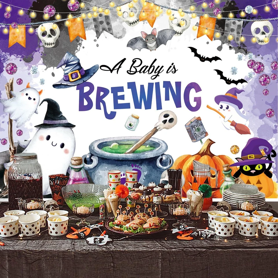 Halloween Backdrop Witch Magic Theme Pumpkin Skull Theme Photography Background - Image 4 of 4