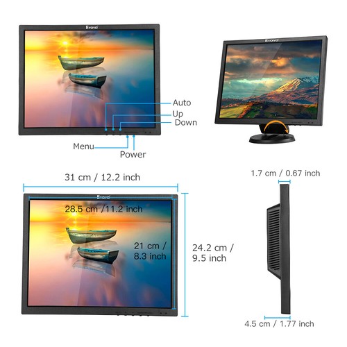 14inch Monitor 4:3 w/ HDMI/VGA/AV/BNC Input Speakers Remote for Security Cameras - Picture 7 of 9