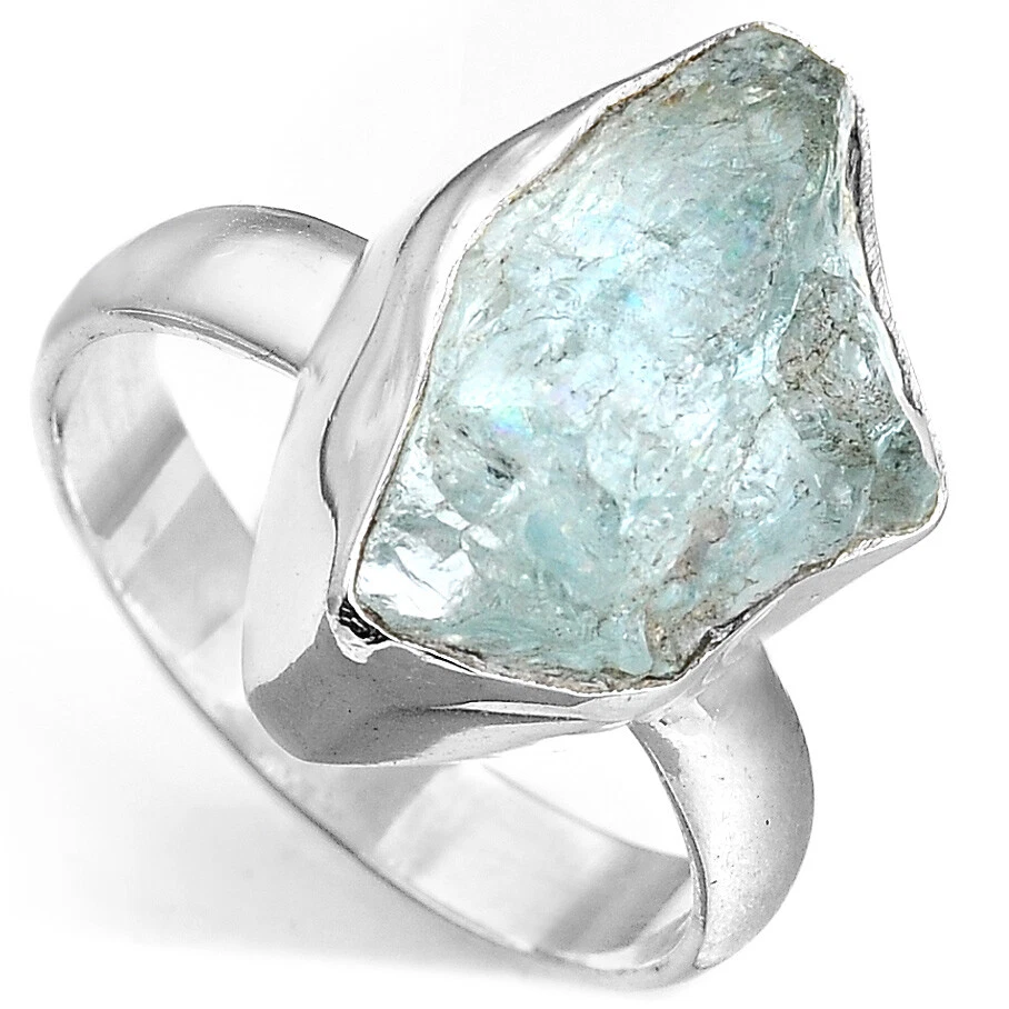 Aquamarine raw shop stone ring