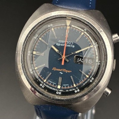 Seiko AT 7017-6040 5 Sports Speed   Timer Chrono Black Dial Men's Watch