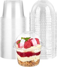 8 oz Plastic Dessert Cups with Dome Lids, 25 Pack Clear, Disposable, Yogurt