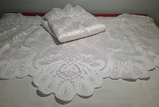 Valance Curtains - Set of 2 Antique White Lace Floral Scallop Edge (48 W x 15 L)