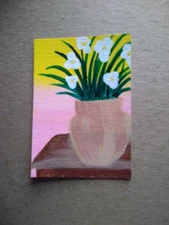 ACEO Original Acrylic Painting Landscape Miniature Art Card Scenery Flowers 22
