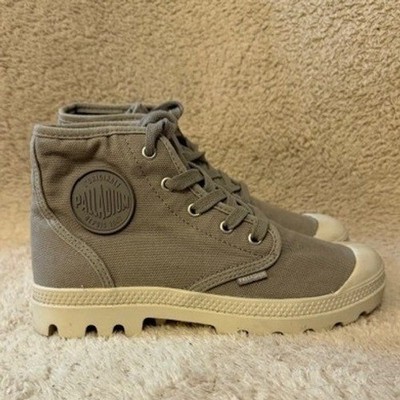Palladium Pampa Hi Canvas Boots Grey Taupe Womens 7.5 High Top Shoes 92352-071-M