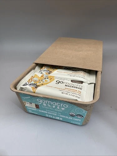 12 Count GoMacro Organic Vegan Protein Bars Coconut Almond Butter Cho Exp 06/26