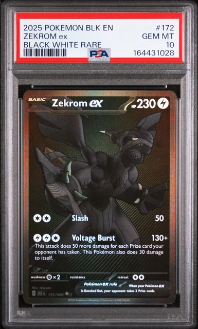 Sequential PSA 10 Reshiram EX 173/086 Zekrom Ex 172/086 White Black Pokemon