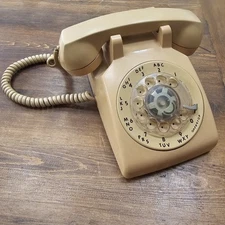 Vintage ITT Tan Brown Rotary Telephone Selling As Not Working Display Only