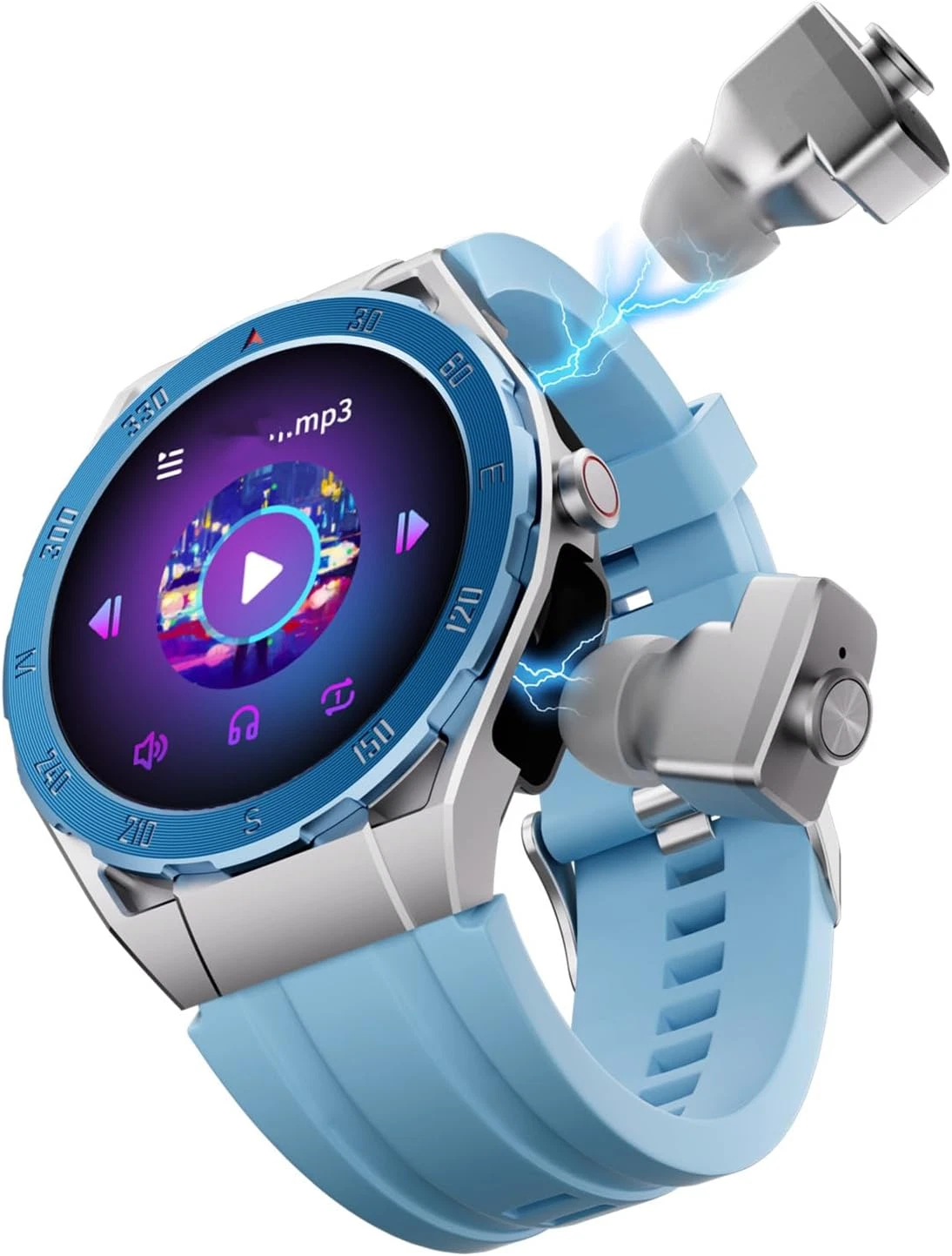 F33 Smart Watch with Earbuds 3 in 1 MP3 Bluetooth Headset 1.43 Inch Smartwatch B