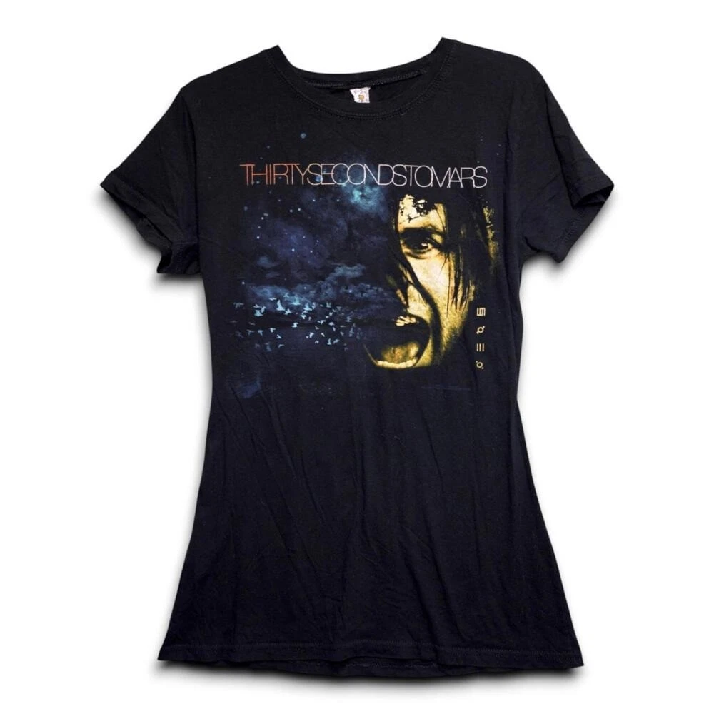 Thirty Seconds To Mars T-Shirt Uomo/Donna, Modello Monolith Black, Rock Band Tee, Cotone, Maniche Corte, Taglia WhiteXL