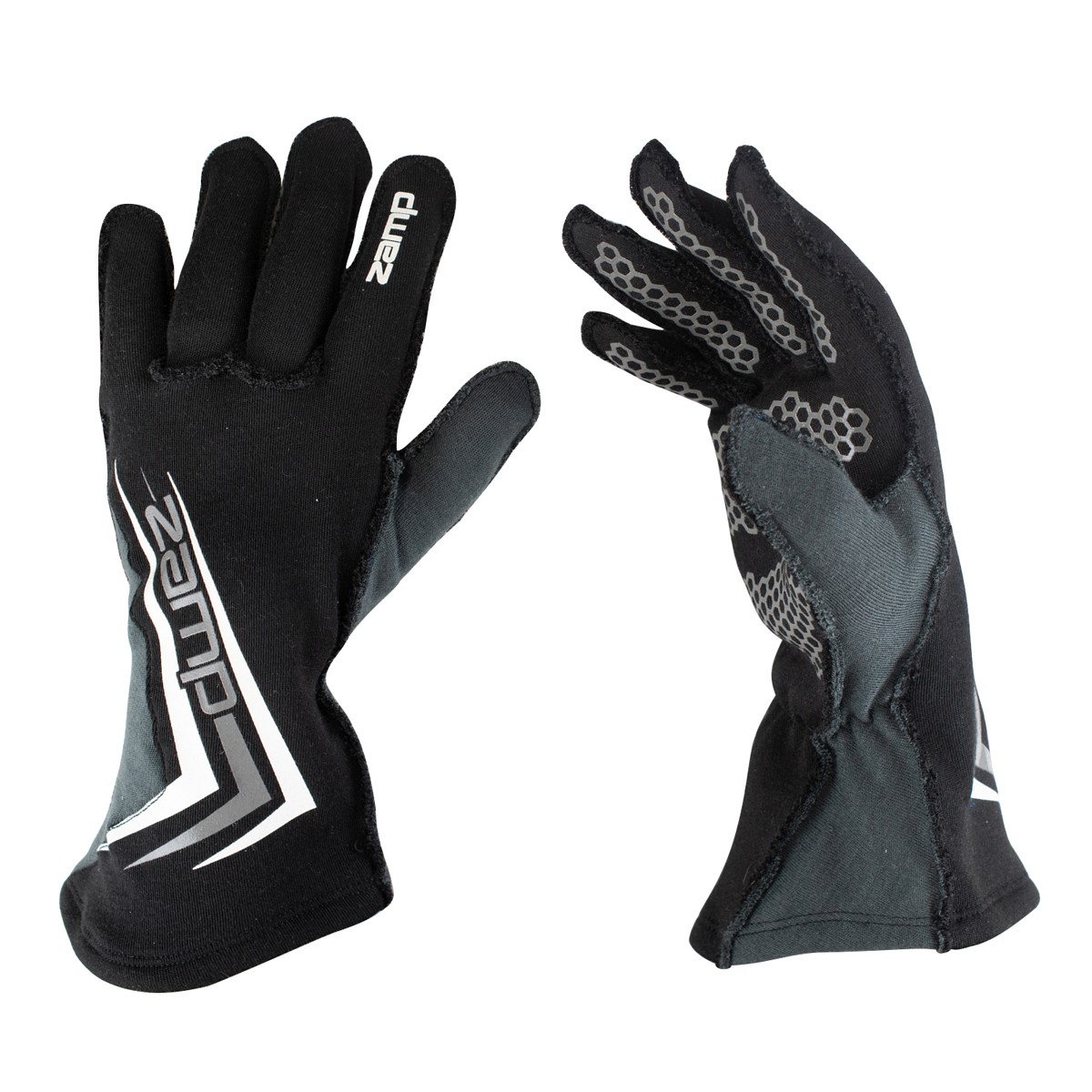 Zamp ZAMRG20003L SFI 3.3/5 Black Fire Retardant Fabric Driving Gloves Pair L 