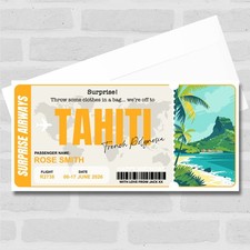 Tahiti French Polynesia Personalised Gift Voucher Surprise Trip Holiday Ticket