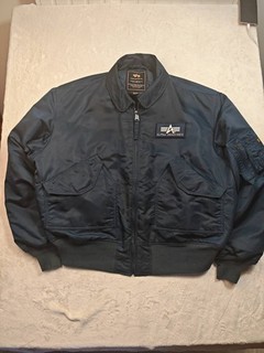 Alpha Industries CWU 45/P bomber homme bleu nylon zippé isolé poches 2XL