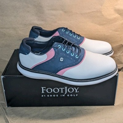 footjoy シューズ FootJoy Traditions Men's Size 11 White Navy Pink Saddle Spiked