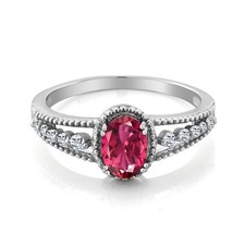 Gemstone Birthstone and White Topaz Engagement Ring for Women  925 Sterling ...