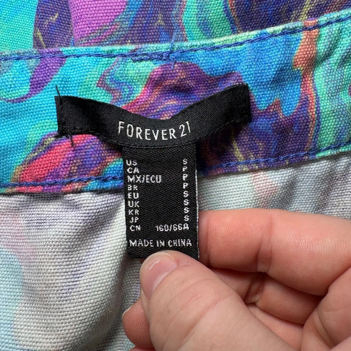 Pantalones cargo Forever 21 psicodélicos mármol remolino pequeños trippy Y2K carpintero AOP
