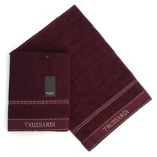 TRUSSARDI HOME SET SPUGNE 2 PEZZI "RIBBON BORDEAUX" PURO COTONE