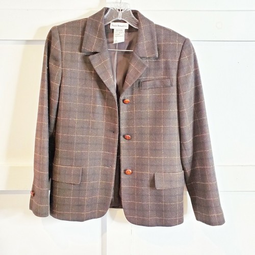 Harve Bernard Vintage Wool Boxy Blazer Brown Tweed
