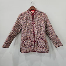 Vintage Sun Wah Girls Quilted Floral Coat Multicolor Toggle Bloomcore Heritage