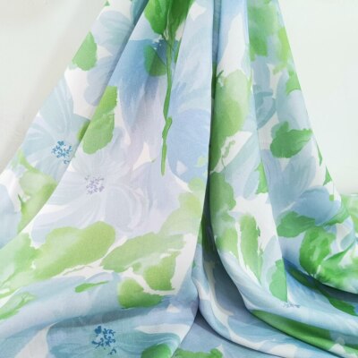 1 yard X 1.4 meter Paint Floral Dress Fabric Soft Viscose Poplin Material Sewing