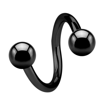 Treuheld  - 1,6 mm Piercing Spirale - Twister - Schwarz - 5 Größen (4564v)